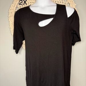 Black Cutout Shoulder Top